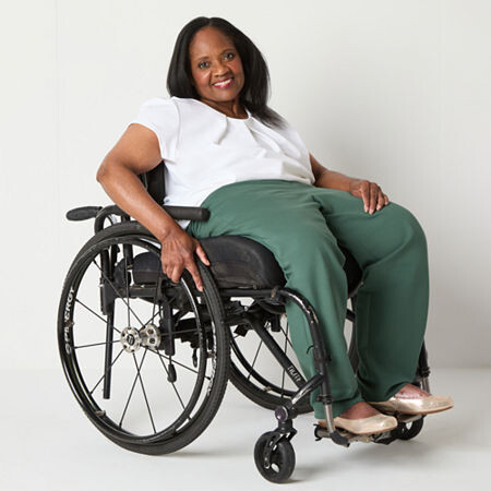 Liz Claiborne Adaptive Emma Ponte Womens Plus Easy-on + Easy-off Seated Wear Straight Mid Rise Ankle Pant