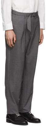 Issey Miyake Grey Wool Poplin Belted Trousers