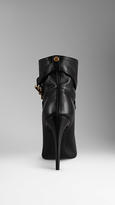 Thumbnail for your product : Burberry Buckle Detail Leather Peep-toe Ankle Boots
