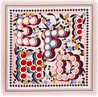Fendi floral logo square scarf