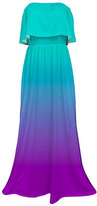 Turquoise Ombre Off-Shoulder Maxi Dress ...