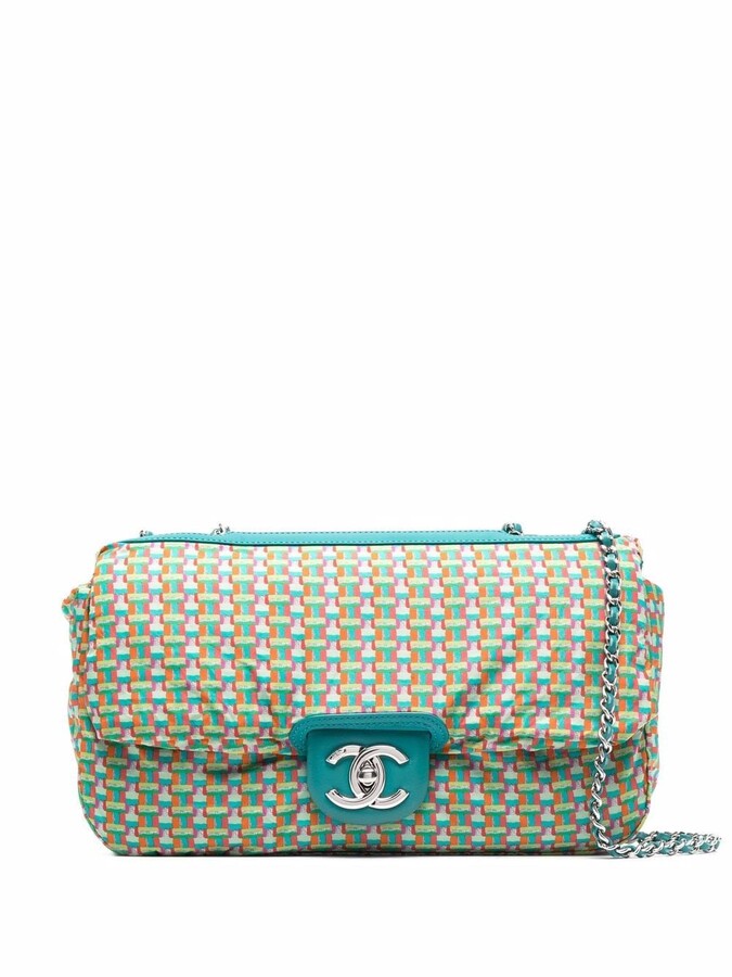 sac a main chanel pre-owned timeless en toile chevrons rose