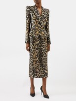 Thumbnail for your product : Balmain Peplum Leopard-print Satin Suit Jacket
