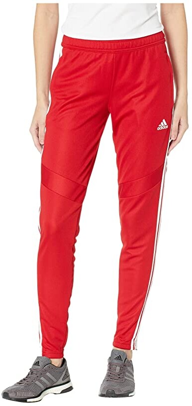 womens red adidas pants with white stripes