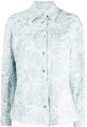 MSGM Floral-Jacquard Button-Up Shirt Jacket