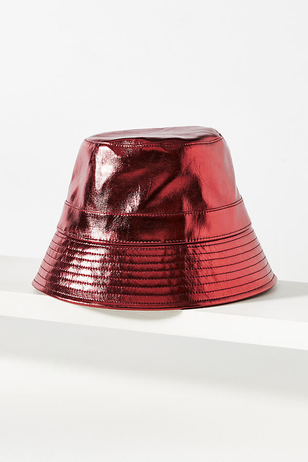 Women Burgundy S-Wave Bucket Hat