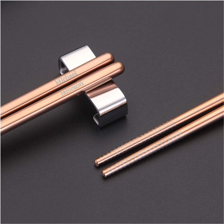 Etsy Personalized Chopsticks Set Rose Gold Pink Chop Sticks Bridesmaid Wedding Gift For Her Mom Women Kitchen | Pair Custom Engraved