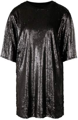 boohoo Matte Sequin Oversized T-Shirt Dress