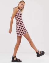 Thumbnail for your product : Lazy Oaf square neck fitted dress in gingham