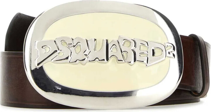 DSQUARED2 Logo-Buckle Leather Belt