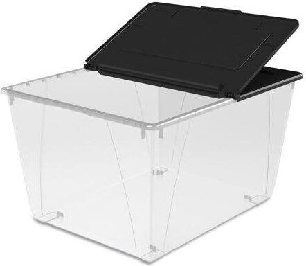 Storex 16 Gallon (60L) Storage Tote with Folding Lid, Blue