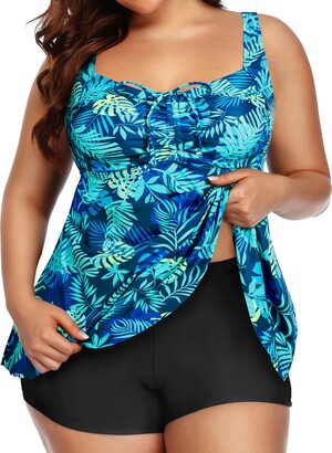 Yonique Plus Size Tankini Swimsuits for Women with Shorts Flyaway