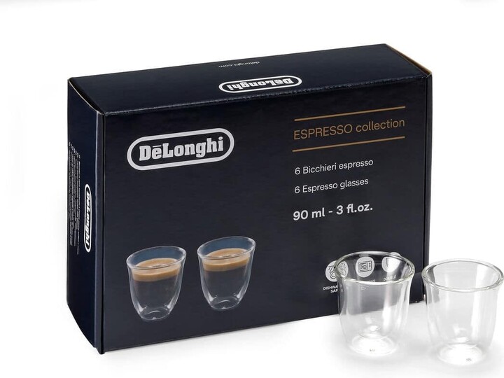 De'Longhi America 5513296651 Essential Collection Double Walled Thermo Espresso Glasses (Set of 6), Clear