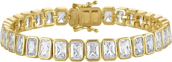 Ivy Sharpe IvySharpe14KGoldOverBrassCubicZirconiaTennisBracelet