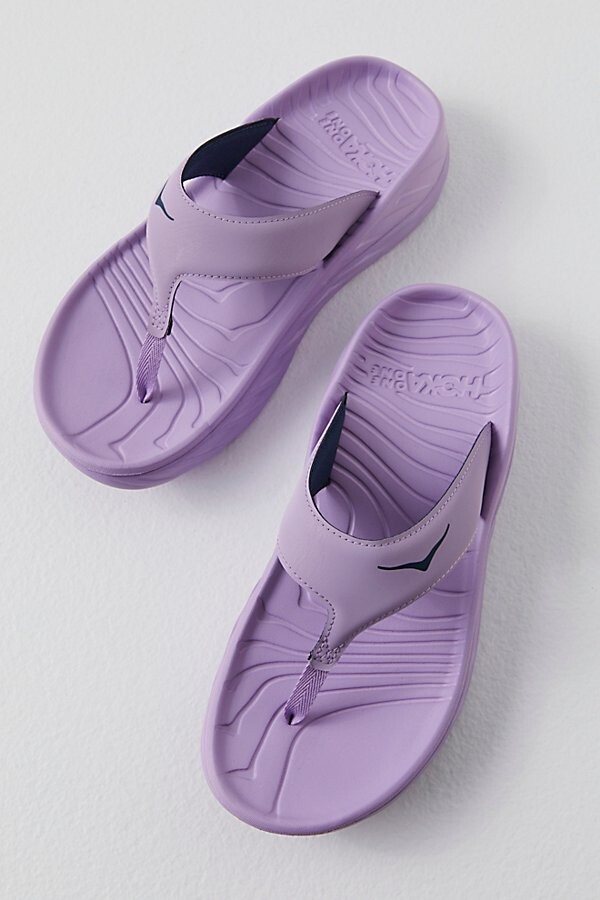8 By YOOX CHUNKY PADDED THONG SANDALS, Lilac Women's Flip Flops