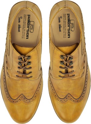Pakerson Yellow Handmade Italian Leather Wingtip Ankle Boots