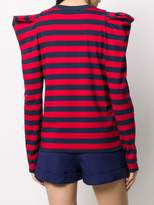 Thumbnail for your product : Philosophy di Lorenzo Serafini Pulled Shoulder Striped Cotton Blend Jumper
