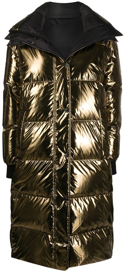 metallic gold puffer jacket