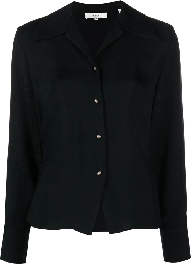 Oversized-Collar Long-Sleeved Blouse