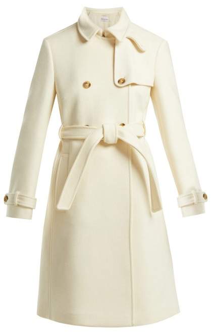 RED Valentino Double Breasted Belted Wool Coat Womens Ivory
