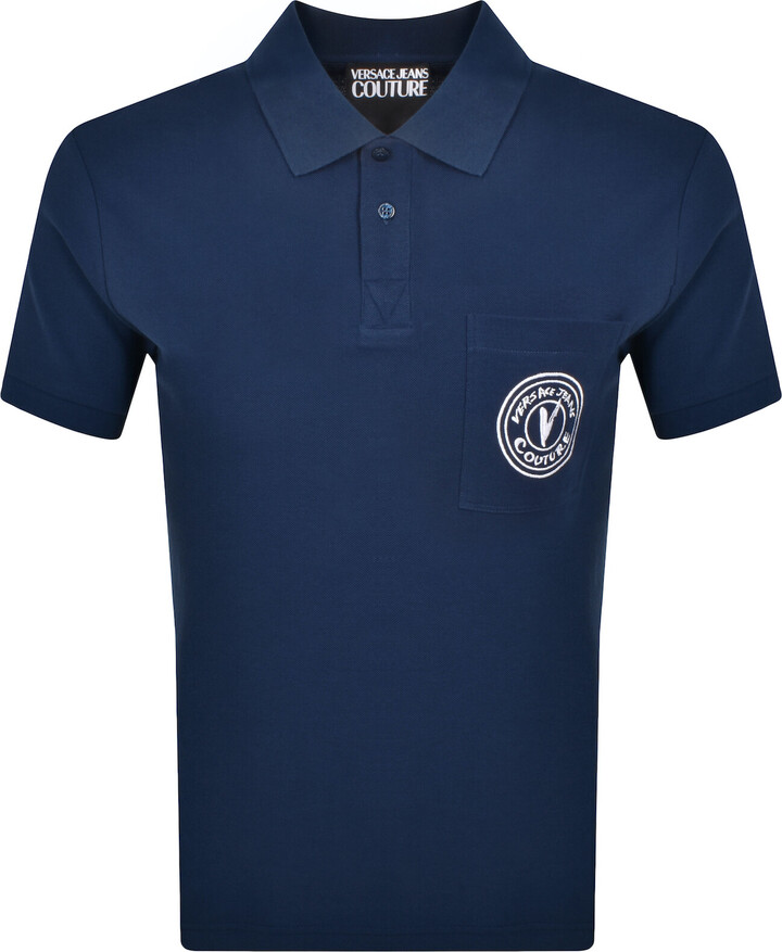 VERSACE JEANS COTTON POLO SHIRT WITH LOGO PLAQUE VERSACE