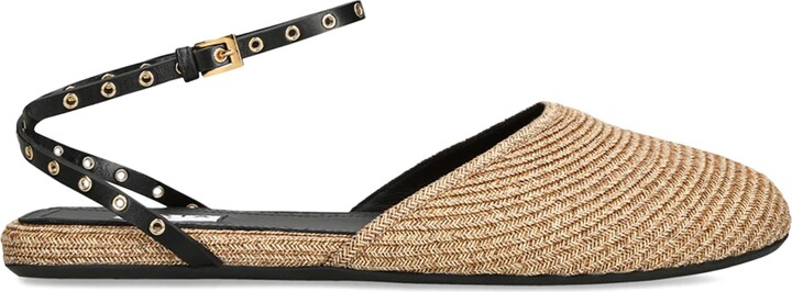 Alaïa Raffia-Leather Espadrilles