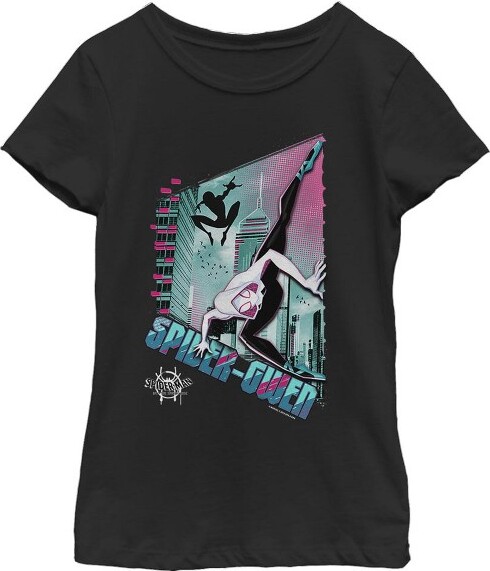Spiderman Girl'sMarvelSpider-Man:IntotheSpider-VerseModernSpider-GwenT-Shirt-Black-XLarge