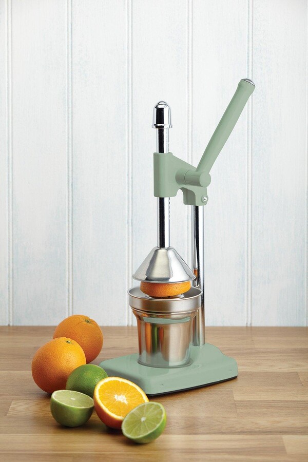 Living Nostalgia Sage Green Heavy Duty LeverArm Manual Orange Juicer