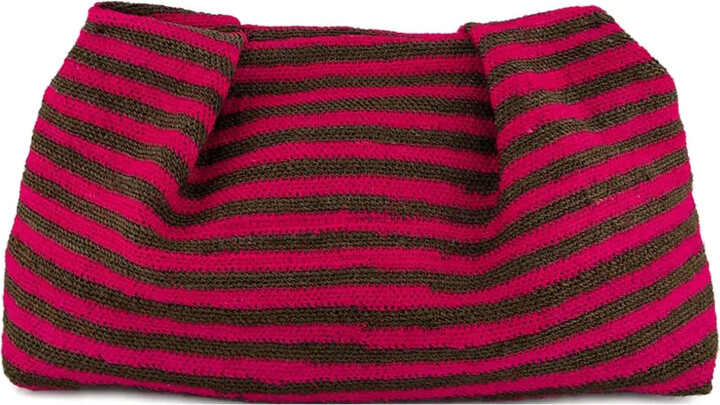 Sensi Sisal striped pleated clutch