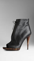 Thumbnail for your product : Burberry Deerskin Peep-Toe Ankle Boots