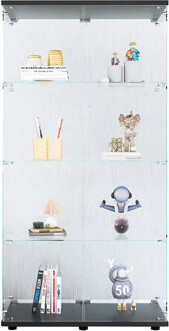Latitude Run 4 Shelves Glass Display Cabinet With Two Doors 64.7\