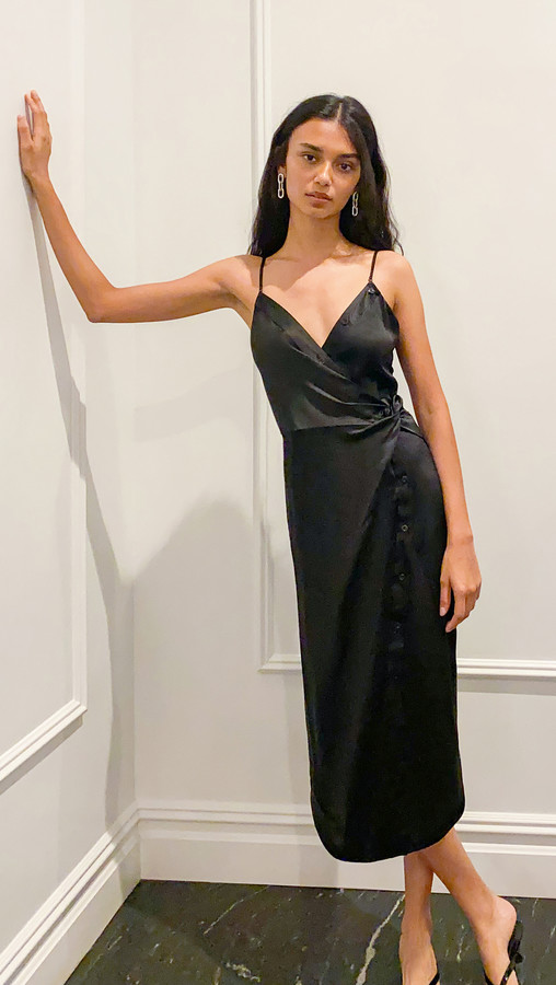 silk cami midi dress