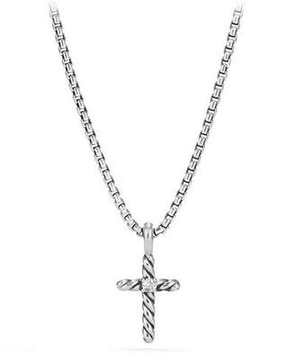 David Yurman Kid's Cable Collectibles® Silver Cross Necklace w/ Diamonds