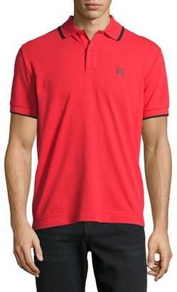 McQ Logo Polo Shirt with Contrast Tipping, True Red