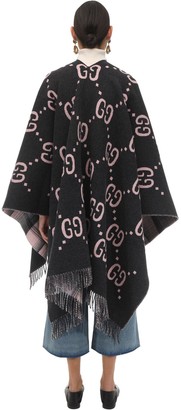 Gucci Gg Embroidered Wool Poncho