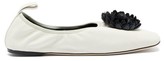 Thumbnail for your product : Loewe Flower-applique Leather Ballet Flats - White Black