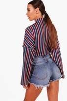 Thumbnail for your product : boohoo Petite Stripe Turtle Neck Tie Waist Top