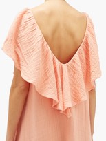 Thumbnail for your product : Anaak Anaak Ruffle V-neck Cotton-muslin Dress - Dark Pink