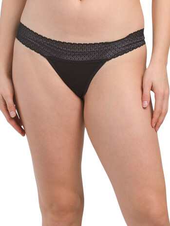 TJMAXX Cotton Blend Lace Thong For Women, Modal/Cotton