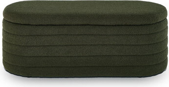George Oliver Modern Oval Storage Ottoman Bench Upholstered Boucle Teddy Fabric End Of Bed Bench With Storage End Of Bed Stool With Safety Hinge For Bedroom Livi