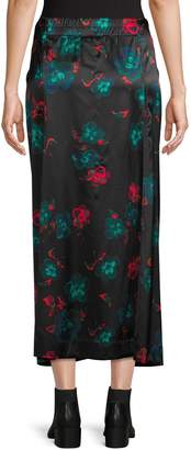 Ganni Floral-Print Stretch-Silk Midi Skirt