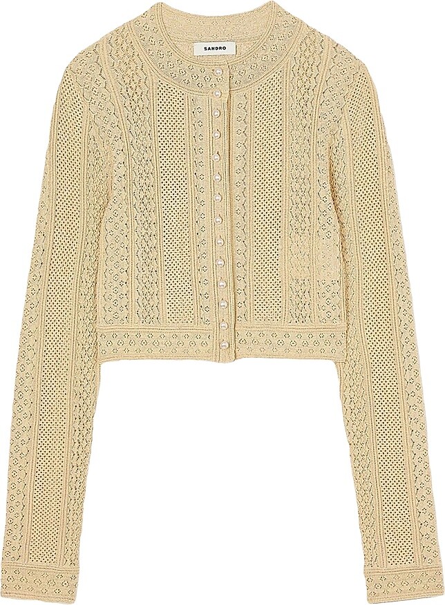 Sandro Women's Pointelle Knit Cardigan - Gold - Size XS