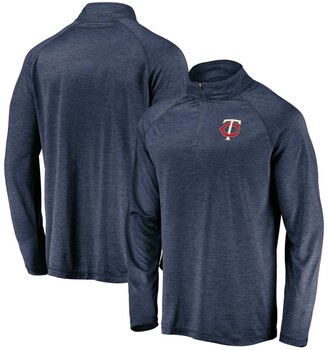 Fanatics Men's Navy Minnesota Twins Iconic Striated Primary Logo Raglan Quarter-Zip Pullover Jacket