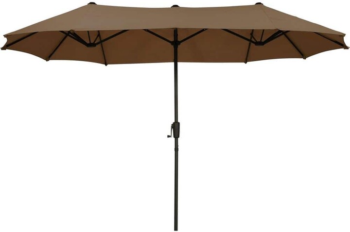 Ainfox 13 ft. Steel Market Patio Umbrella 2-Side in Brown