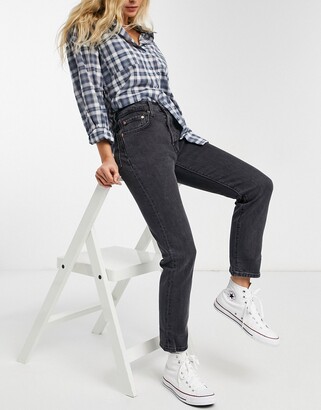 Knop het dossier Allergisch Levi's 501 high rise straight leg crop jeans in washed black - ShopStyle
