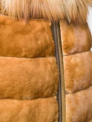 Liska fox fur trim padded gilet