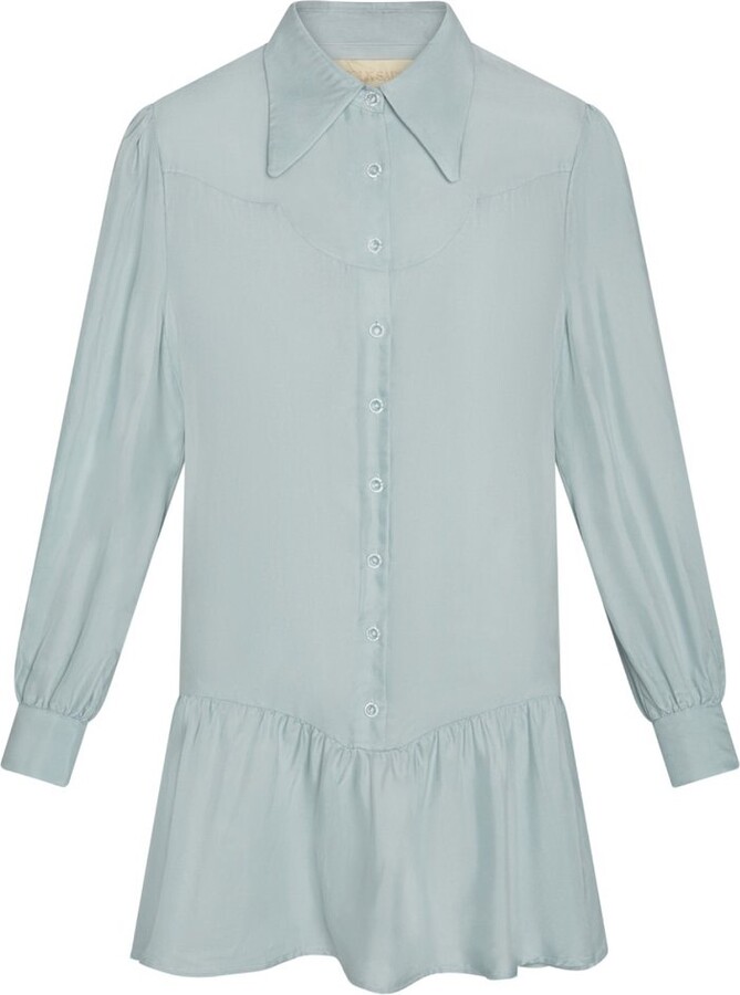 Folk Saint Sienna - Hazy Blue Long Sleeve Western Mini Dress