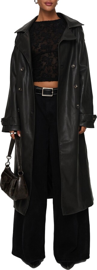 Princess Polly Day to Night Faux Leather Trench Coat