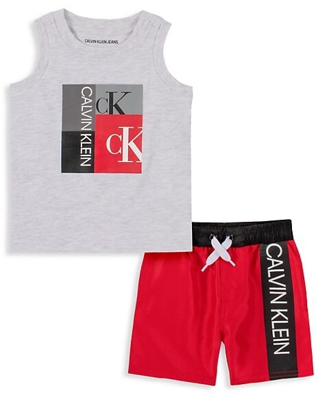 Calvin Klein Little Boy's Logo 2-Piece Tank Top Swim Shorts Set - ShopStyle
