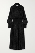 Thumbnail for your product : Tory Burch Pleated Devoré-velvet And Tulle Maxi Dress - Black
